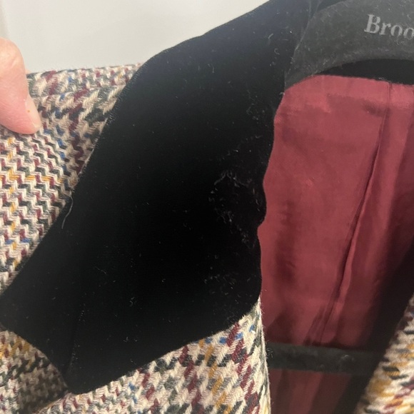 Vintage Tweed Blazer Womens 38 Red Brown Houndstooth Corpcore Wool Suit Jacket - Picture 7 of 9